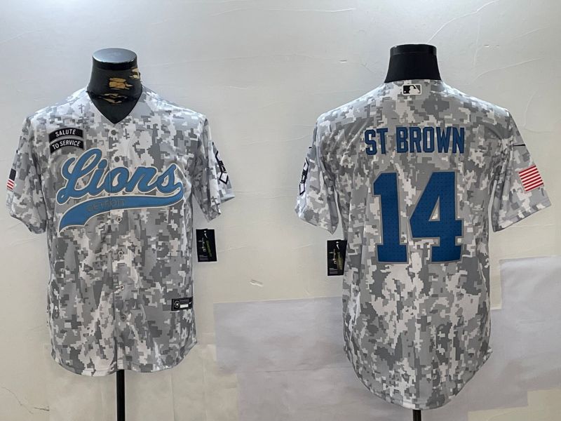 Men Detroit Lions #14 St Brown Nike Arctic Camo 2024 Salute to Service Limited NFL Jersey style 1->detroit lions->NFL Jersey